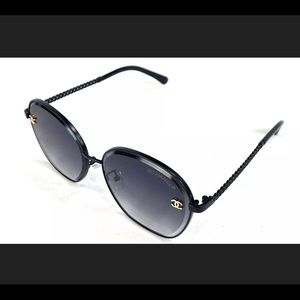 Chanel 17215 Large Black Frame Metal Sunglasses
